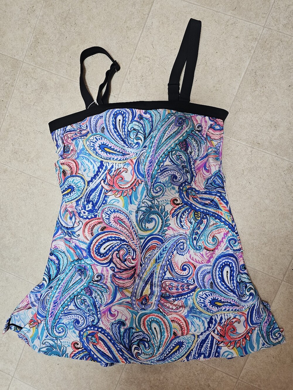 Rose Marie Reid Tankini One Piece Womens 12 10-12 Paisley Multicolor Flare Nwot